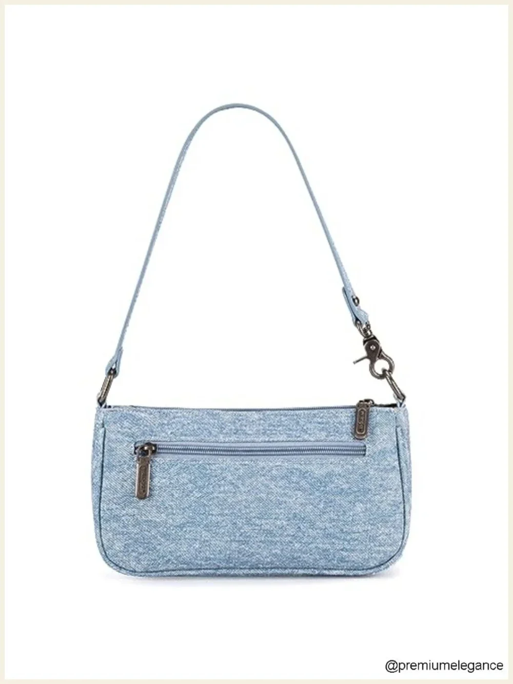 90s Retro Top-Handle Hobo Shoulder Bag with Denim Print, Faux Leather